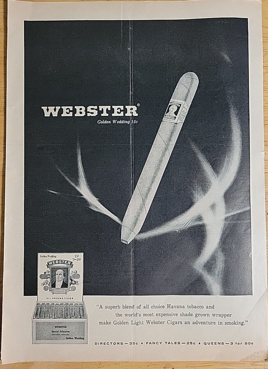 Vintage Ad Webster Golden Wedding Havana Cigars 1959