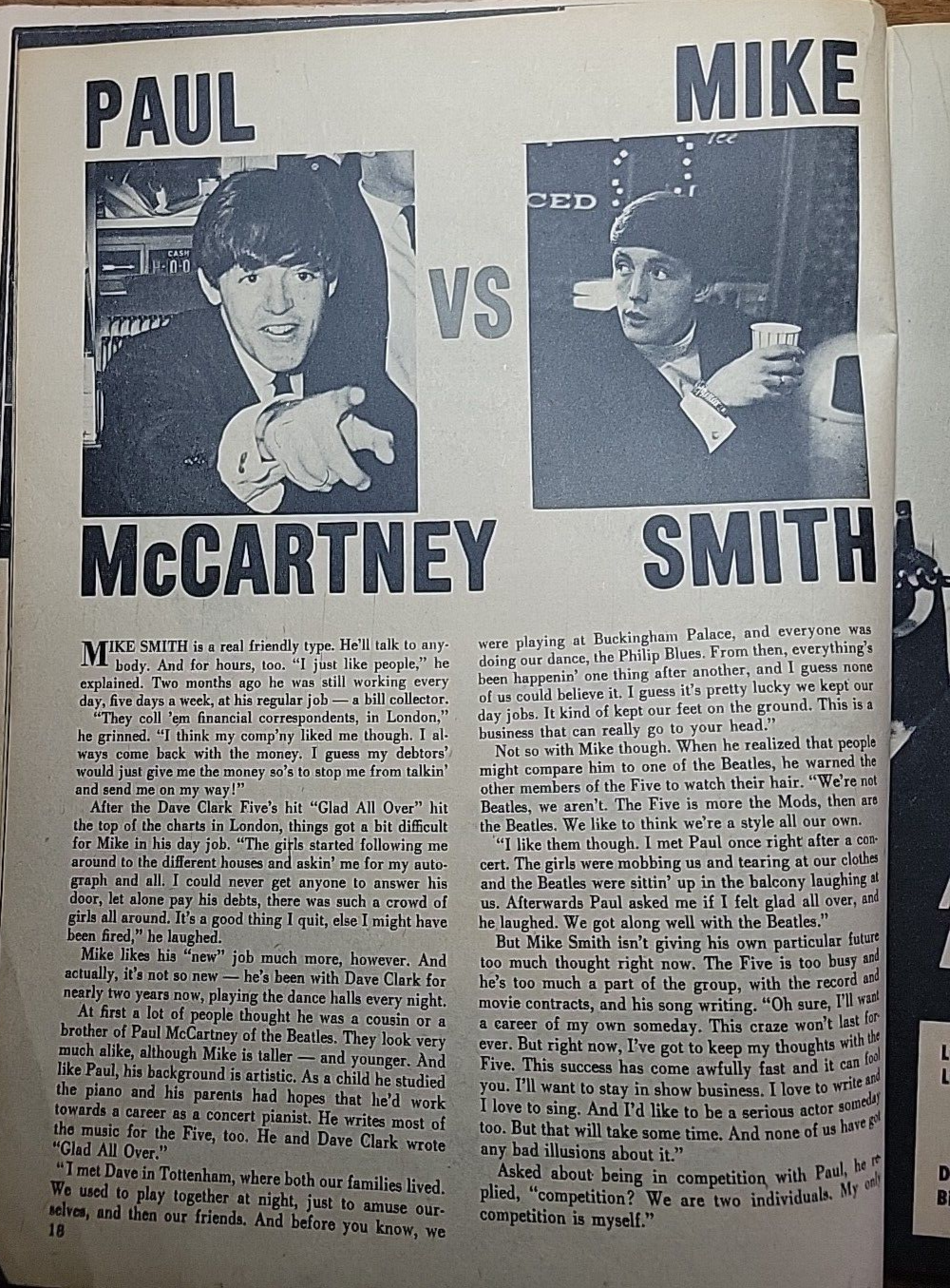 'Dave Clark 5 vs The Beatles' Popular Annual Magazine 1964