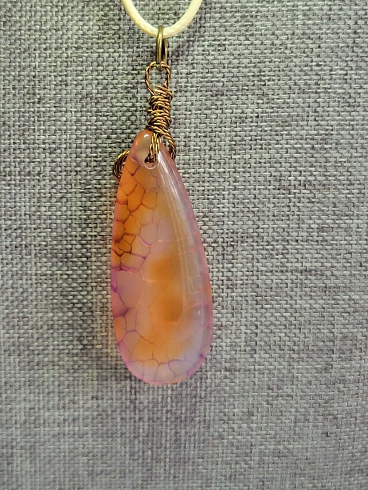 Wire Wrapped Dragon Vein Agate Reversible Pendant