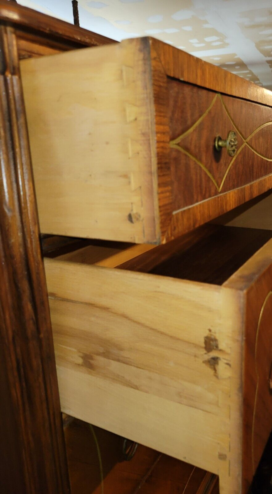Vintage Walnut Mens Chest of Drawers Tall Boy Dresser Matches Wardrobe Bed 1930s