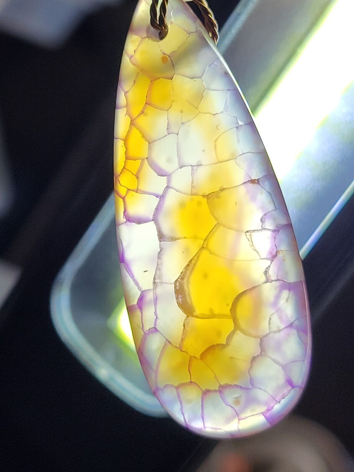 Wire Wrapped Dragon Vein Agate Reversible Pendant