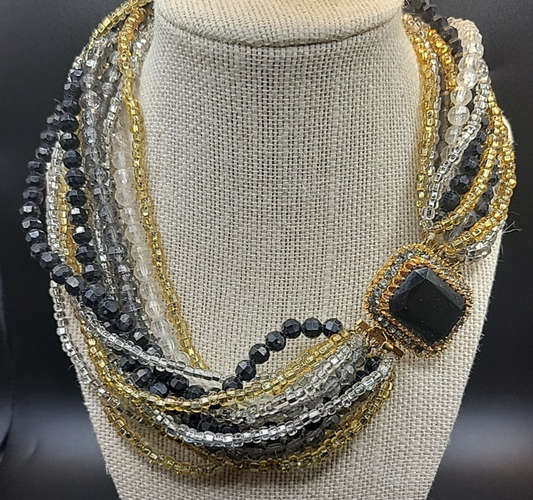 Vintage Glass Bead Strands Retro 80s Quality Costume Jewelry Rhinestone Clasp