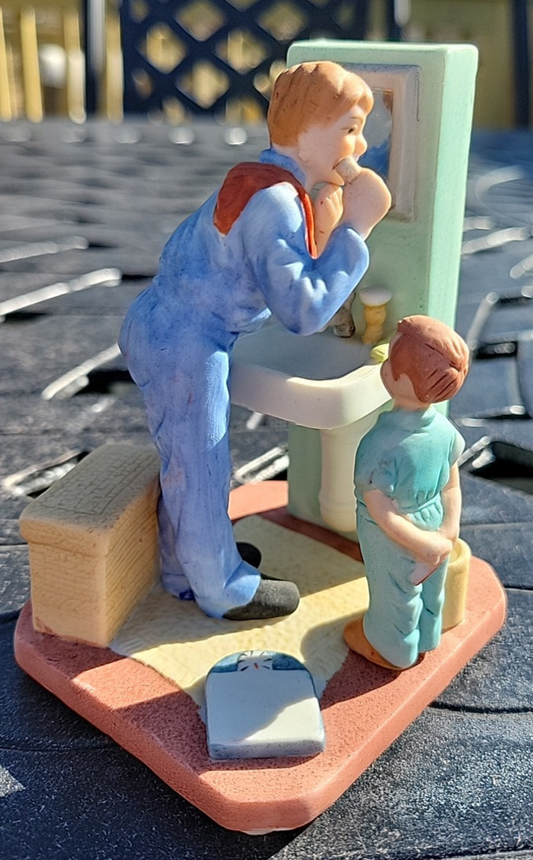 Vintage Norman Rockwell LITTLE SHAVER Figurine 1986