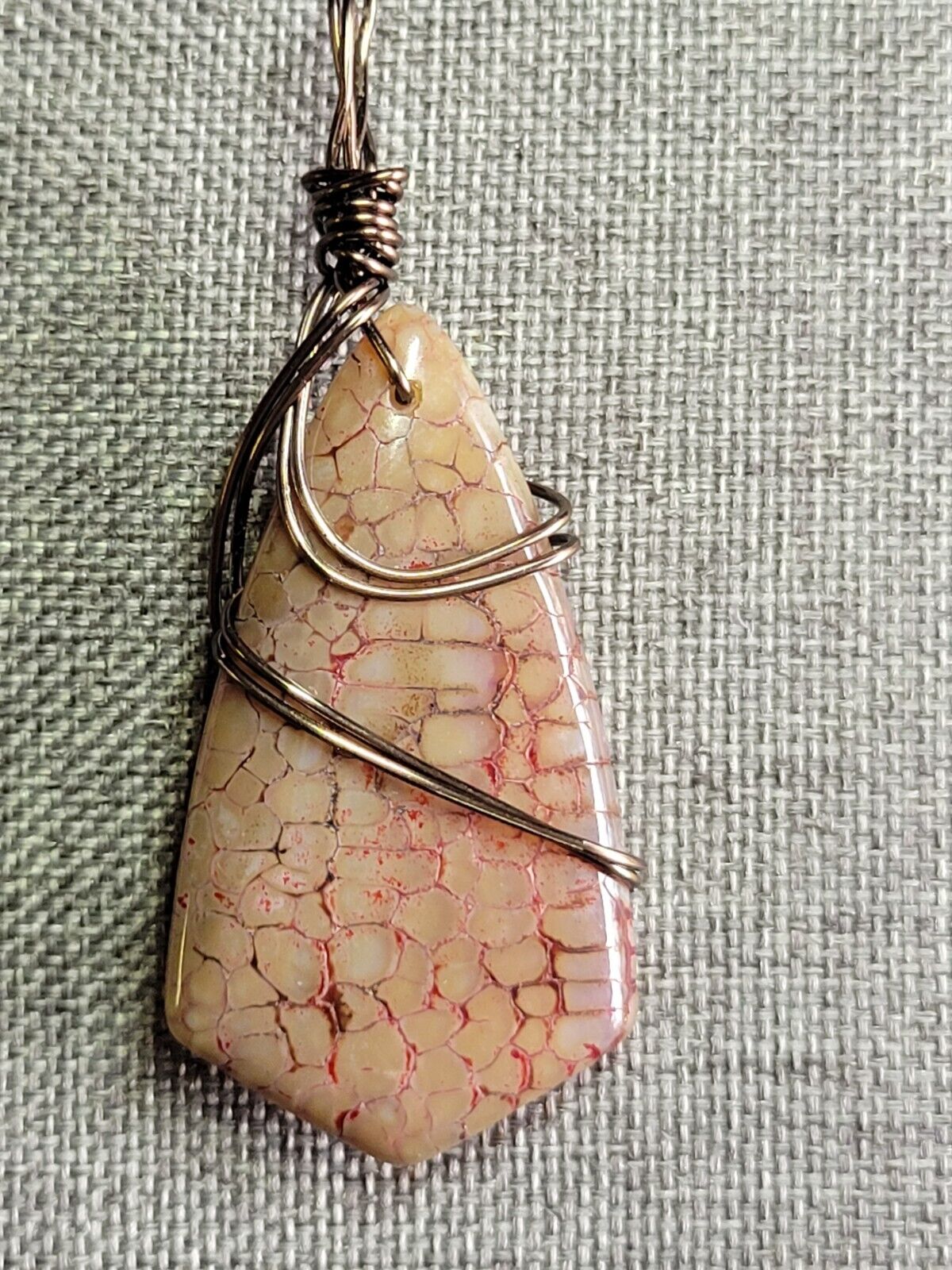 Wire Wrapped Dragon Vein Agate Reversible Pendant