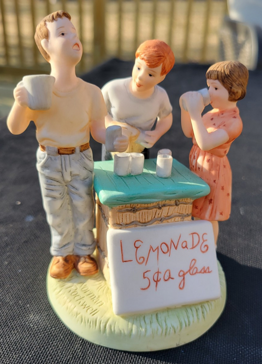 Vintage Norman Rockwell LEMONADE STAND Gorham Figurine LE 508/15000 1986