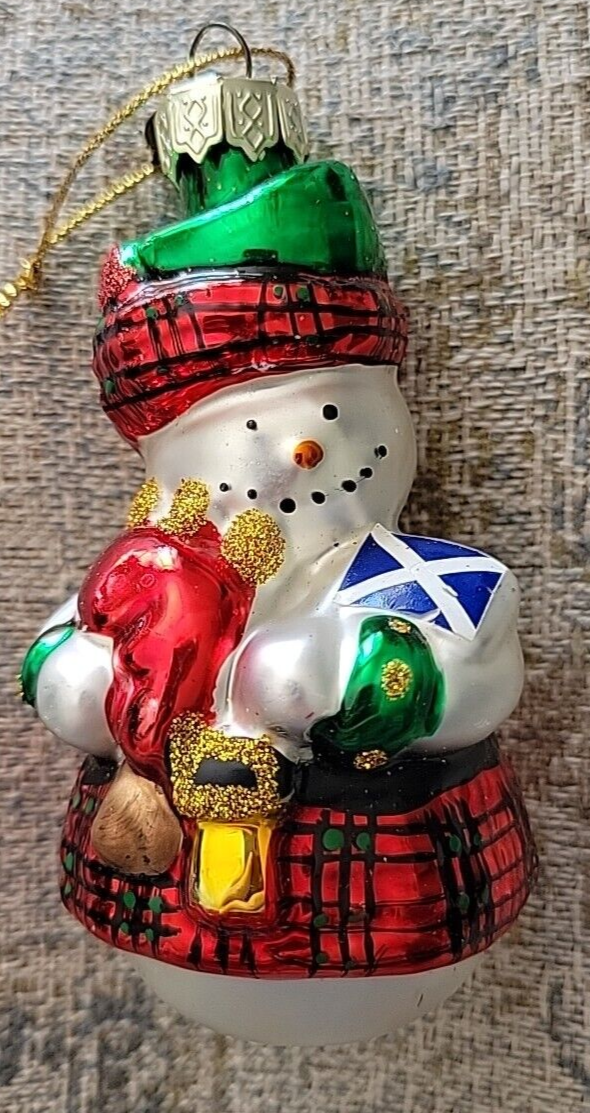 2001 Thomas Pacconi Classics, Tree Ornament Christmas Scotland Snowman In Kilt