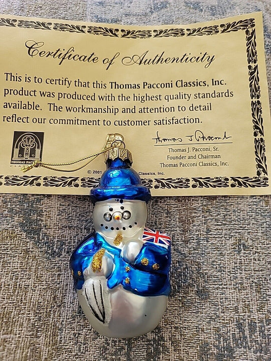 2001 Thomas Pacconi Classics, Tree Ornament Christmas Union Jack Snowman