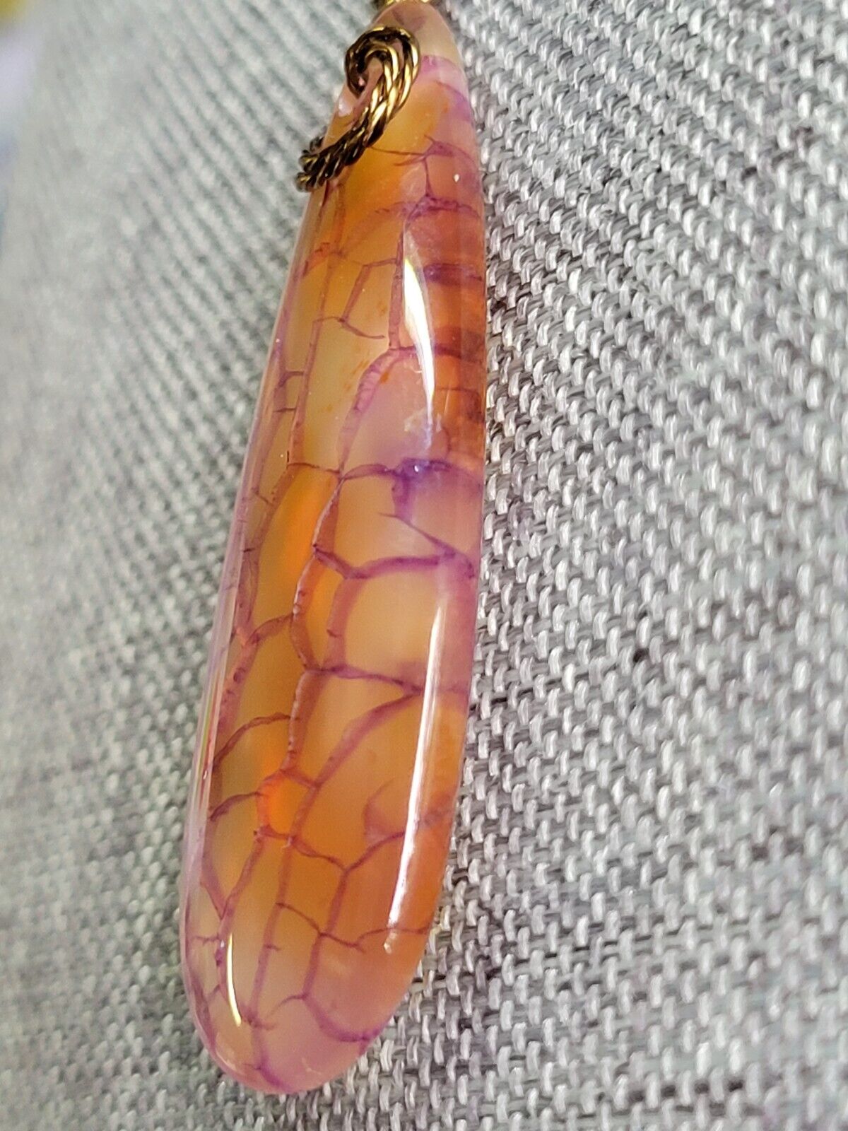 Wire Wrapped Dragon Vein Agate Reversible Pendant