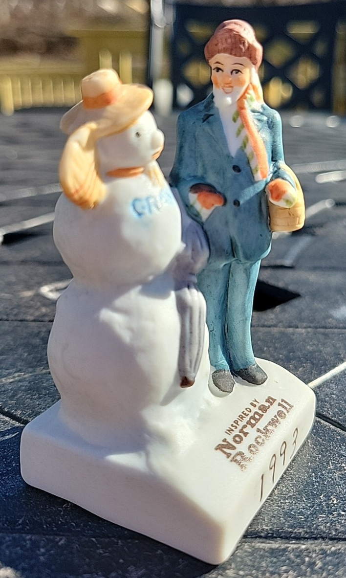 Vintage Norman Rockwell GRANDPA WITH SNOWMAN Figurine Dave Grossman 1993