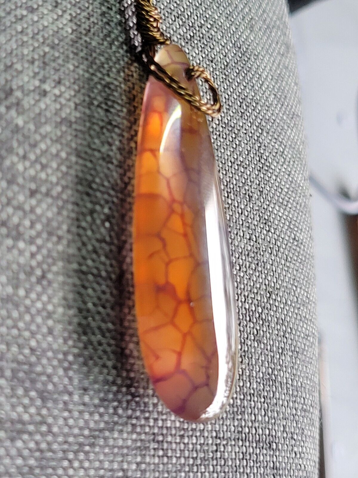 Wire Wrapped Dragon Vein Agate Reversible Pendant