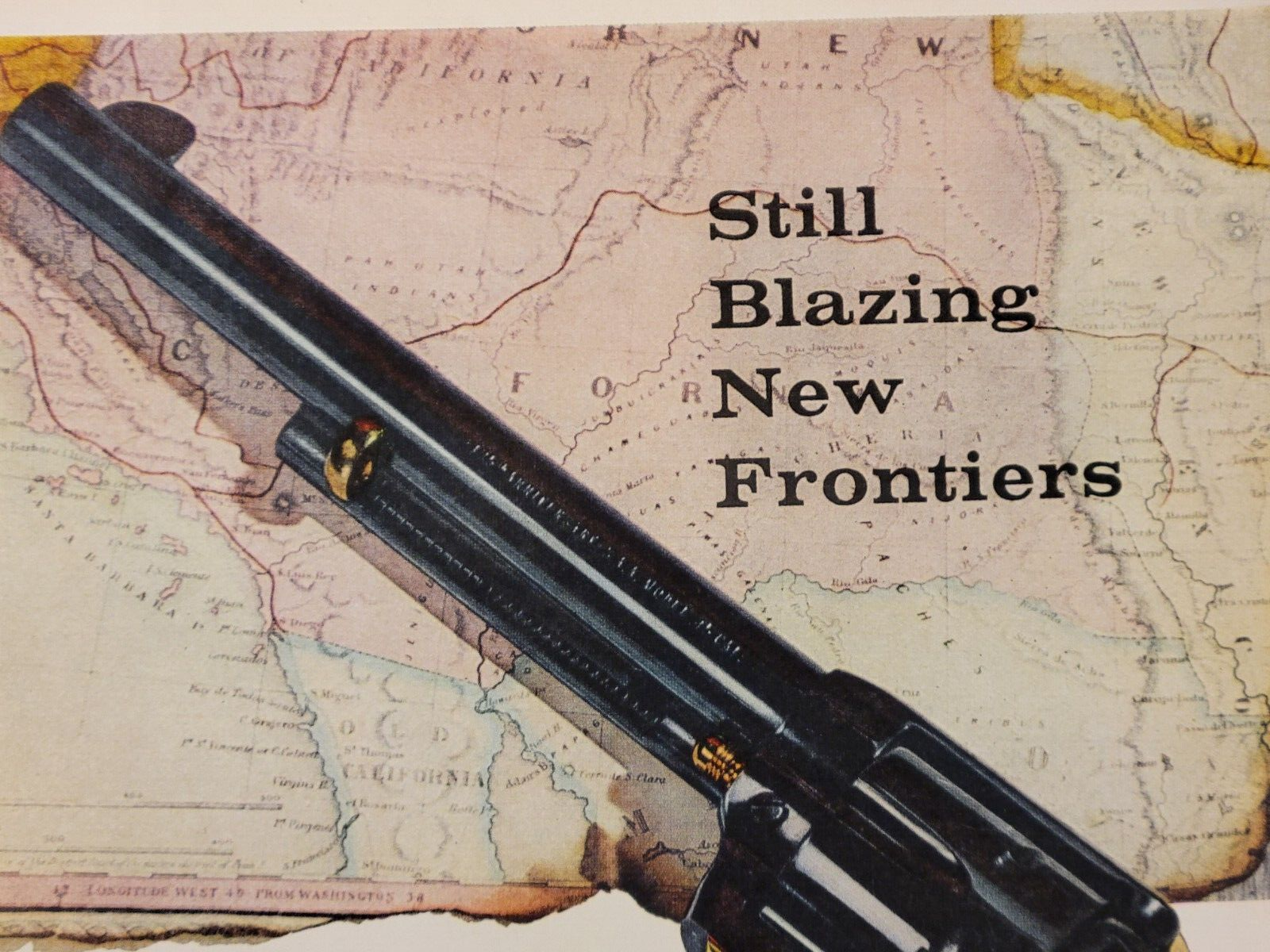 1961 Colt Fire Arms 125th Anniversary Blazing New Frontiers Vintage Print Ad