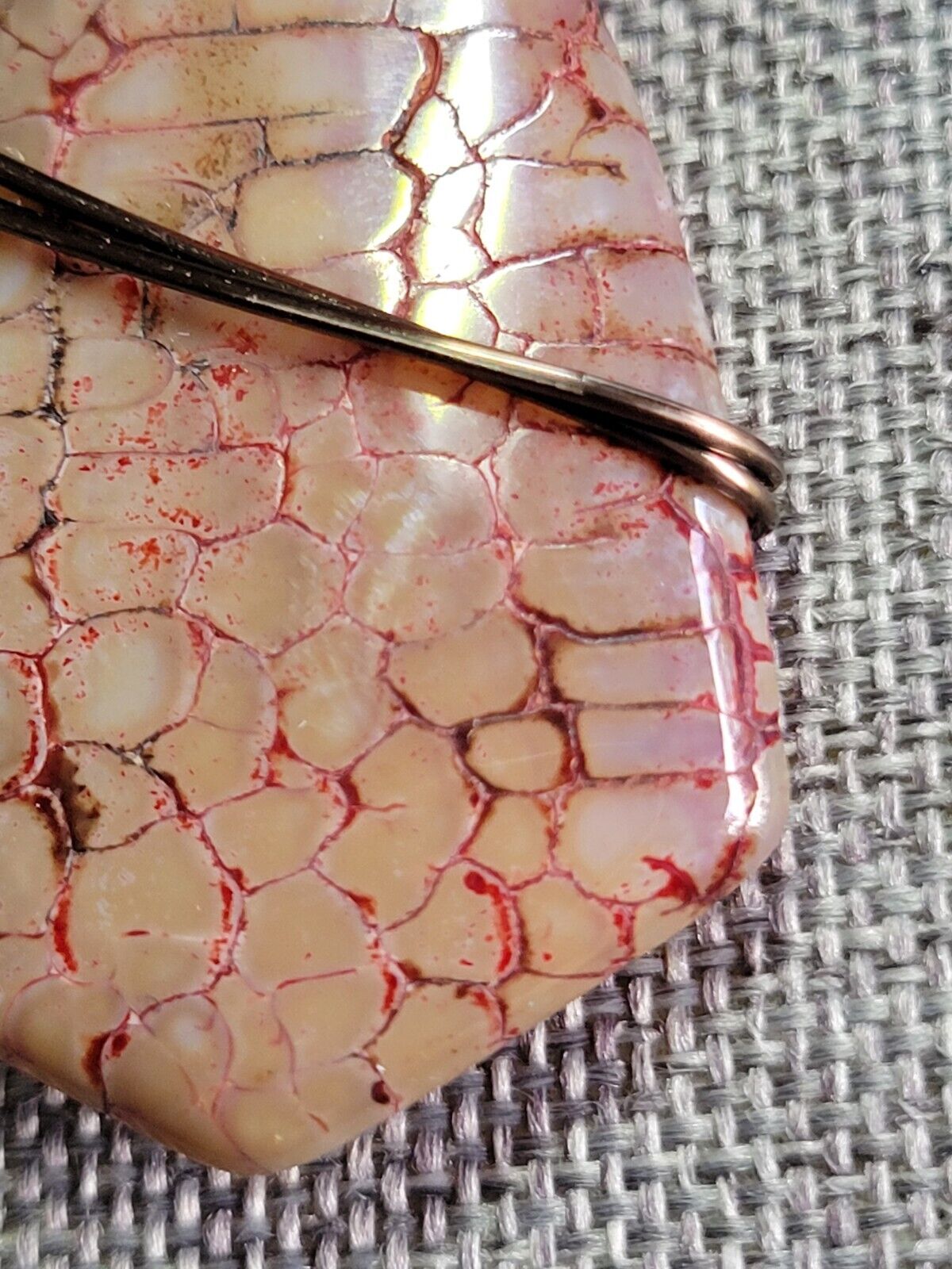 Wire Wrapped Dragon Vein Agate Reversible Pendant