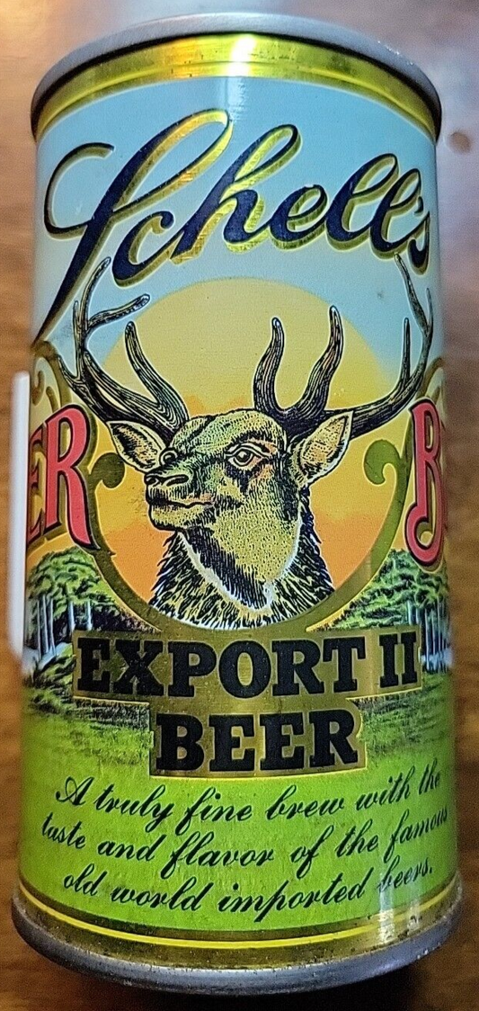 Vintage SCHELL'S Deer Brand EXPORT II Punctured Steel 12oz Can Empty