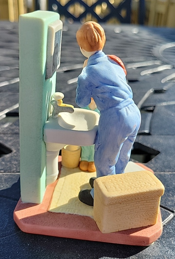 Vintage Norman Rockwell LITTLE SHAVER Figurine 1986