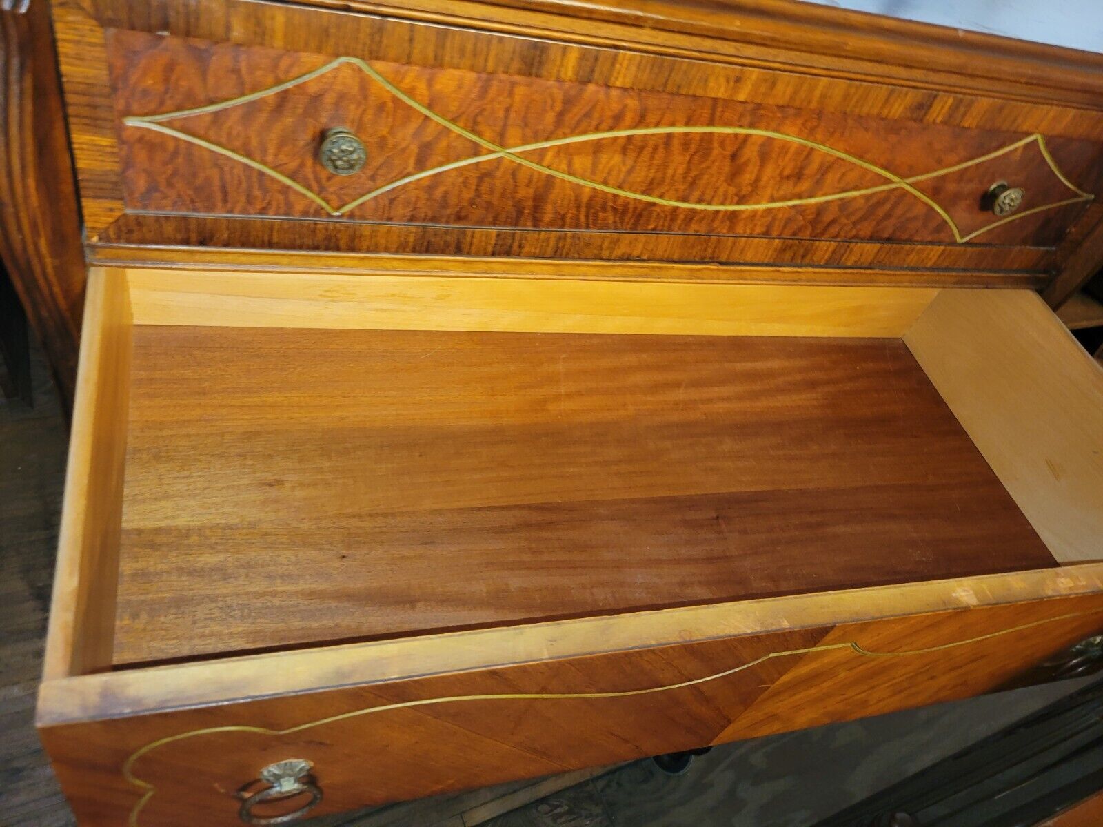 Vintage Walnut Mens Chest of Drawers Tall Boy Dresser Matches Wardrobe Bed 1930s