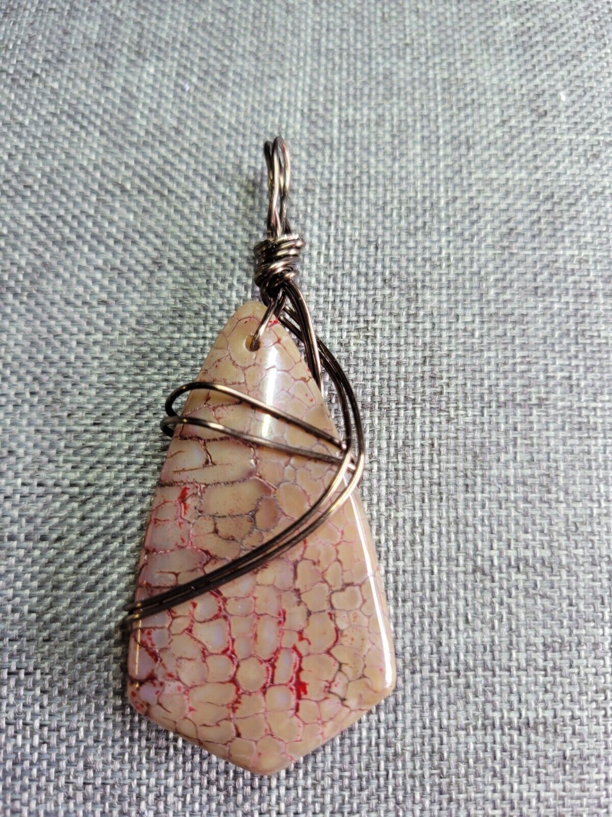 Wire Wrapped Dragon Vein Agate Reversible Pendant