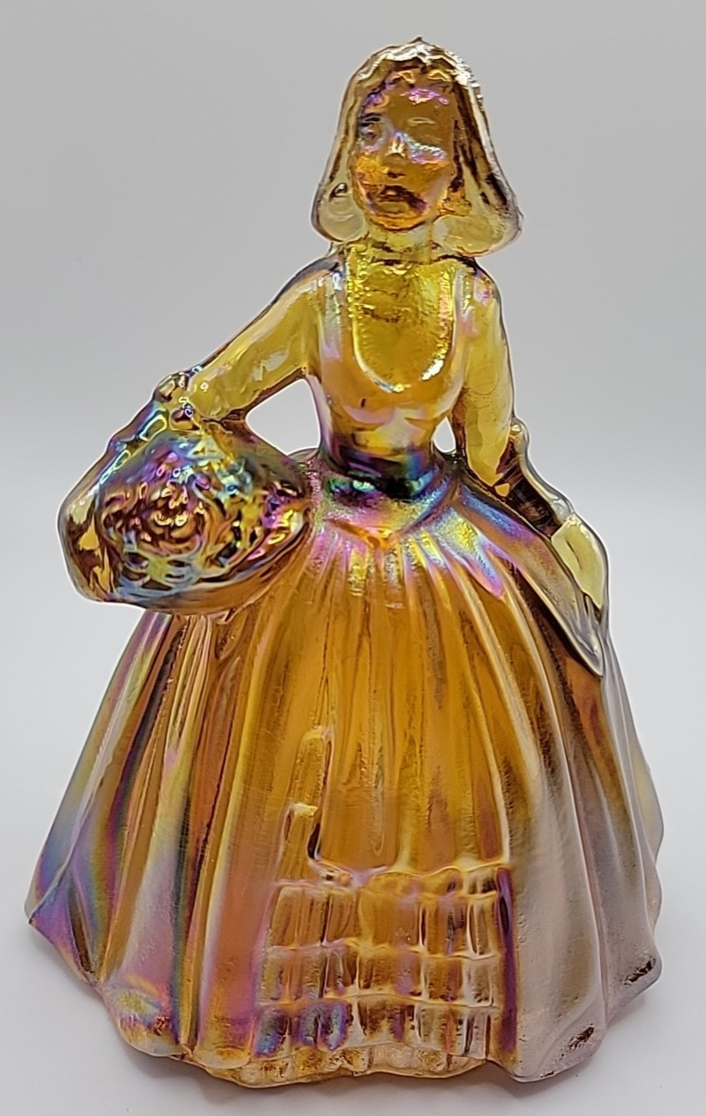 Wheaton Glass Company from 1965-75 Amber Carnival Glass Colonial Lady Figurine