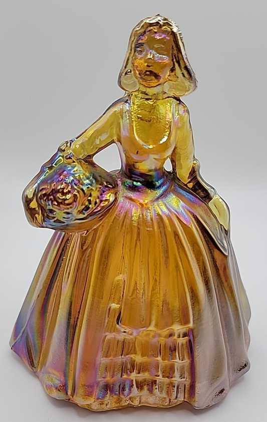 Wheaton Glass Company from 1965-75 Amber Carnival Glass Colonial Lady Figurine