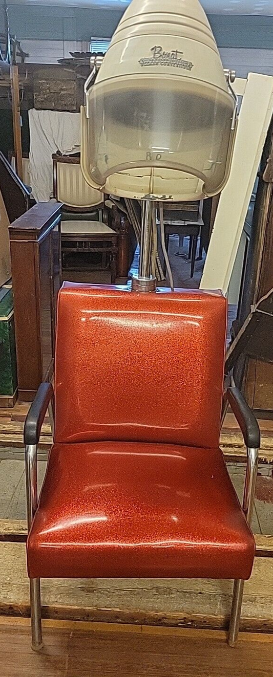 Vintage Retro Beehive Hair Dryer 1950's Sparkily Red Vinyl Chair 3 Available
