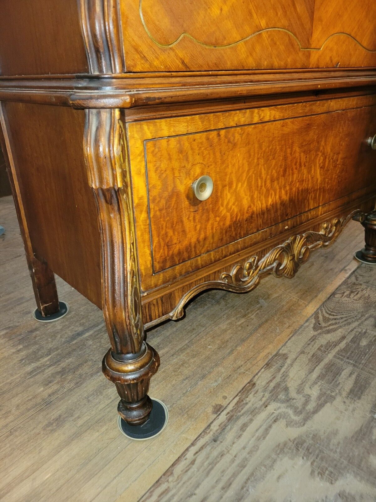Vintage Walnut Mens Chest of Drawers Tall Boy Dresser Matches Wardrobe Bed 1930s