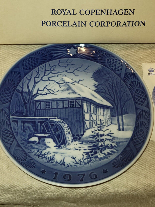 Vintage Royal Copenhagen Collectible Porcelain Plate 1976 Water Mill Boxed NOS