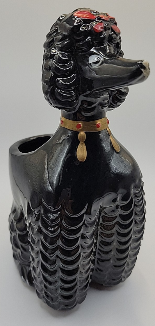 VINTAGE PAUL'S GIFTS 1950's BLACK POODLE PLANTER NOS