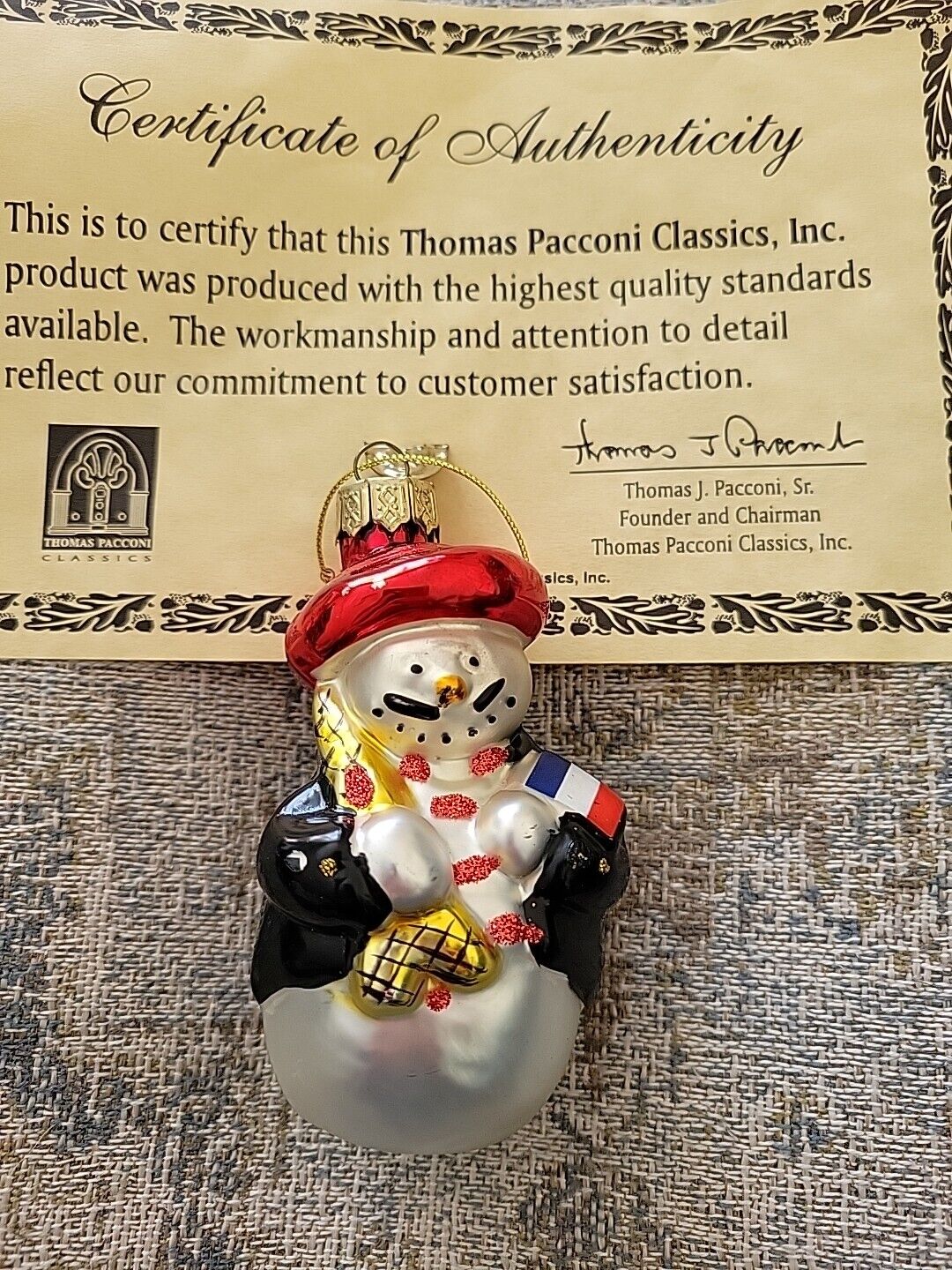 2001 Thomas Pacconi Classics, Tree Ornament Christmas France Snowman