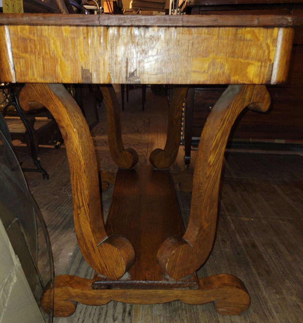 Vintage Quartersawn Oak Writing Library Desk As-Is with Drawer