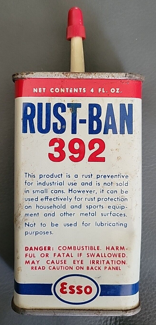 VINTAGE ESSO - RUST-BAN 392• 4 Oz  RUST PREVENTIVE CAN -  BY HUMBLE OIL CO.