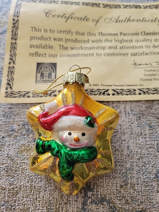 2001 Thomas Pacconi Classics, Tree Ornament Christmas Snowman on Star