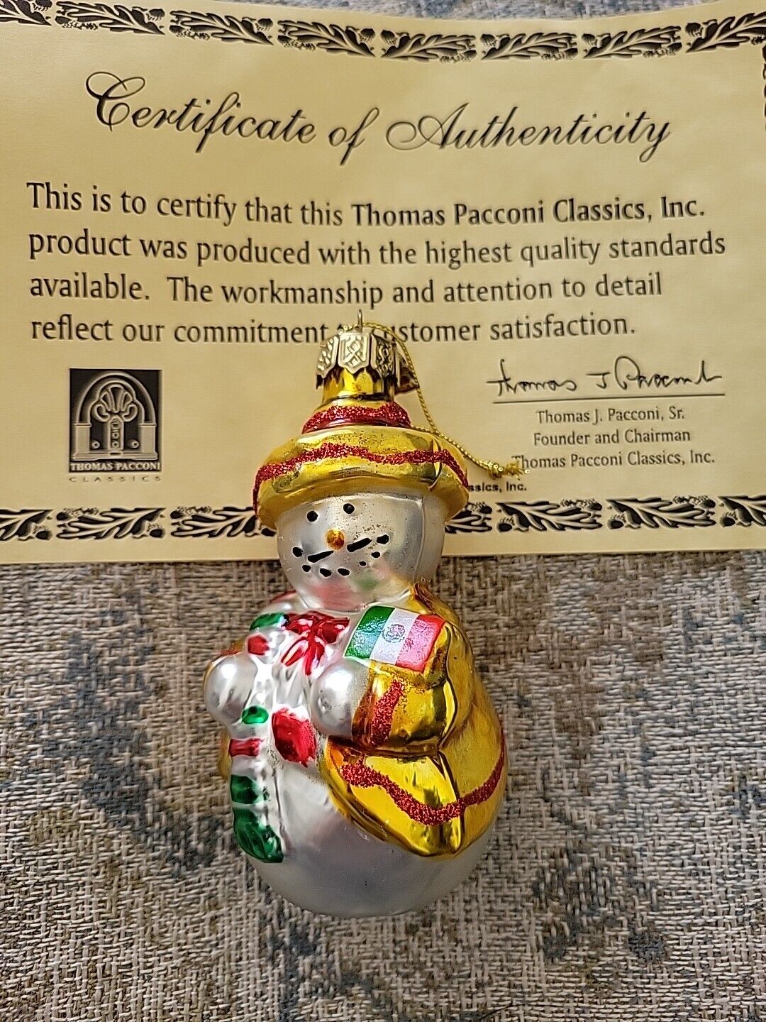 2001 Thomas Pacconi Classics, Tree Ornament Christmas Mexico Snowman