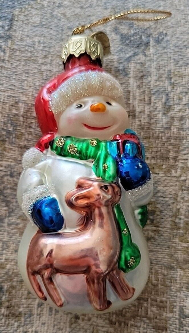 2001 Thomas Pacconi Classics, Tree Ornament Christmas Snowman w Deer