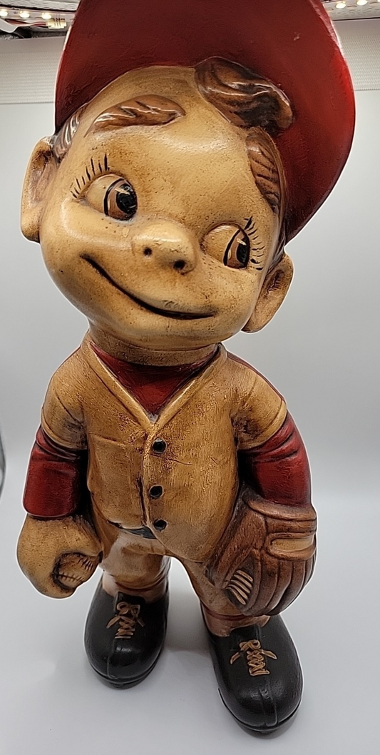 Vintage Ceramic Baseball Player 1970s Atlantic Mold Company Smiley Boy Figure