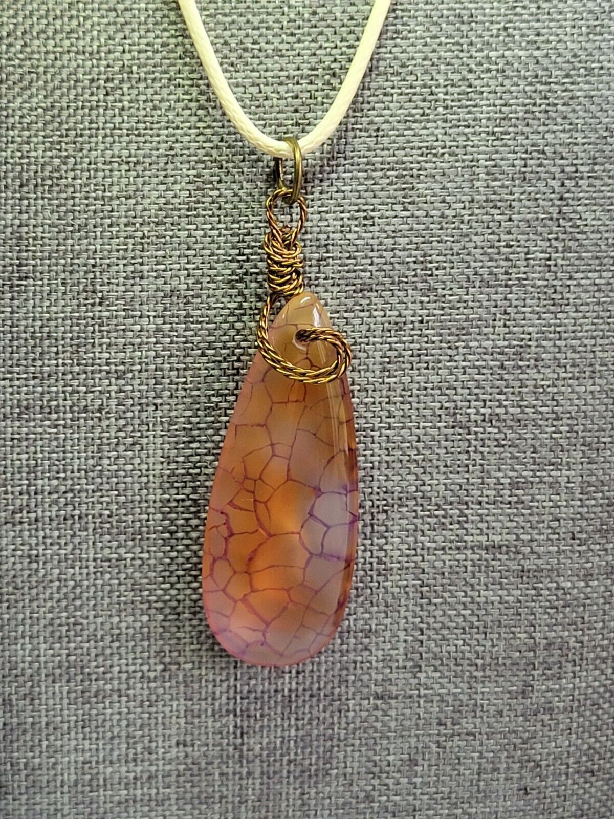 Wire Wrapped Dragon Vein Agate Reversible Pendant