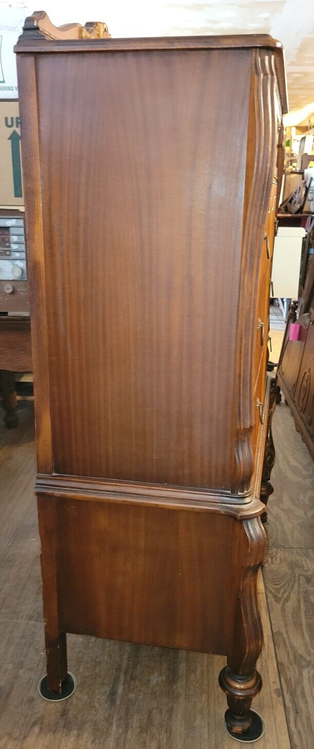 Vintage Walnut Mens Chest of Drawers Tall Boy Dresser Matches Wardrobe Bed 1930s