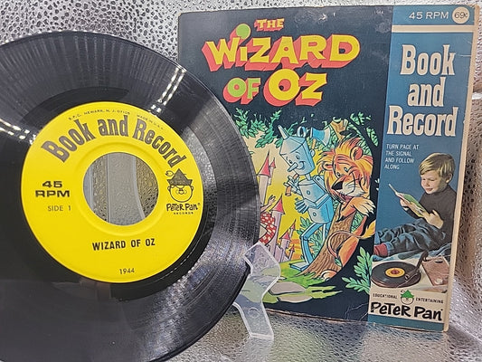 Book & Record 'The Wizard Of Oz' 1970's by Peter Pan Recs 45 RPM w Book