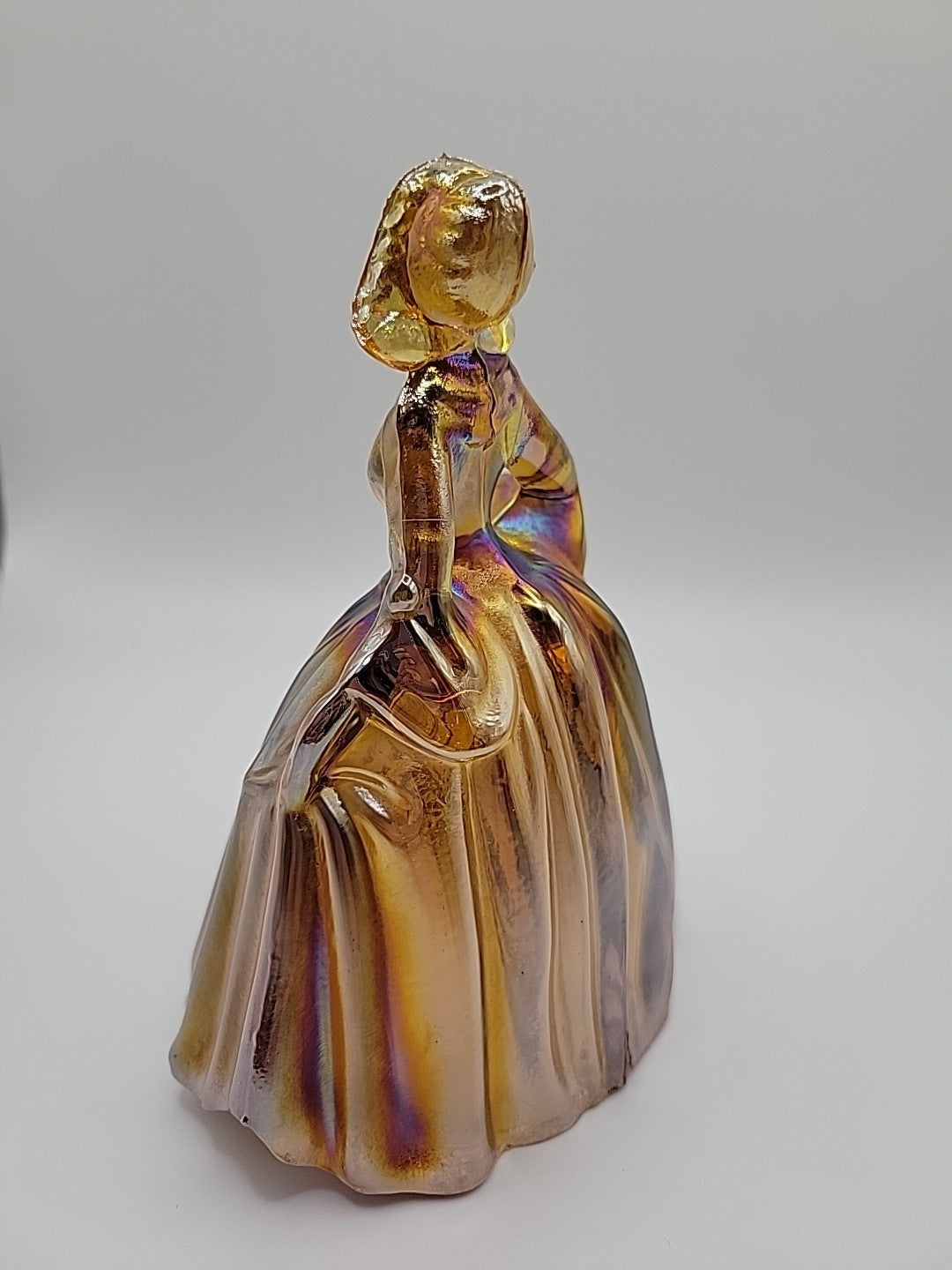 Wheaton Glass Company from 1965-75 Amber Carnival Glass Colonial Lady Figurine
