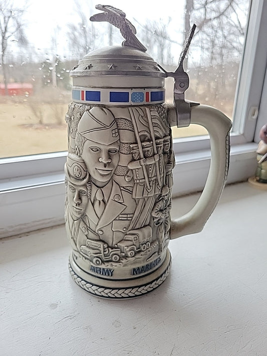 Avon Beer Stein Tribute To The American Armed Forces 1990 Ceramarte