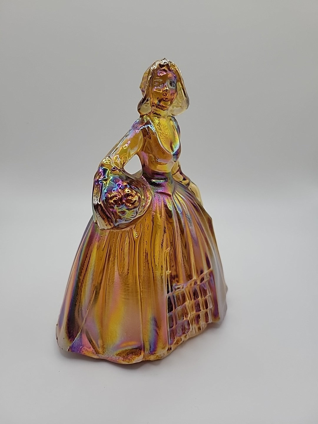 Wheaton Glass Company from 1965-75 Amber Carnival Glass Colonial Lady Figurine
