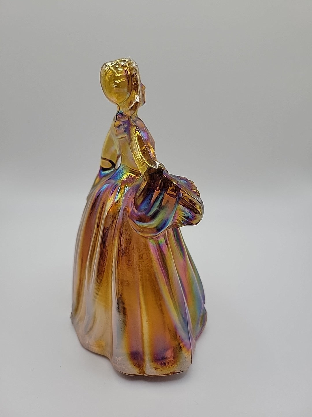 Wheaton Glass Company from 1965-75 Amber Carnival Glass Colonial Lady Figurine